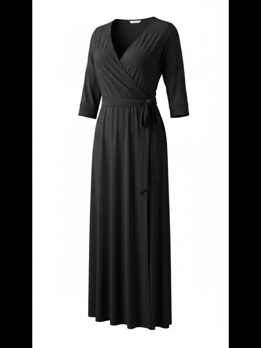 Jessica London Black Faux-Wrap Maxi Dress NWOT
